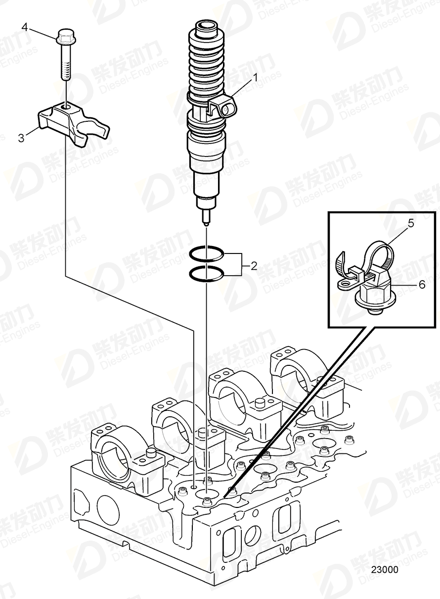 volvo penta Unit injector, exch 3803874 Drawing
